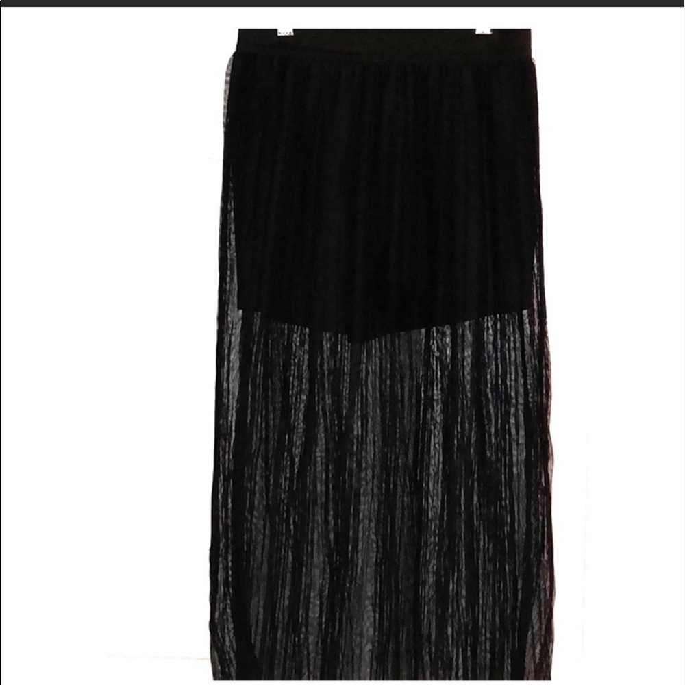 Fire Los Angeles Black Sheer Midi Skirt